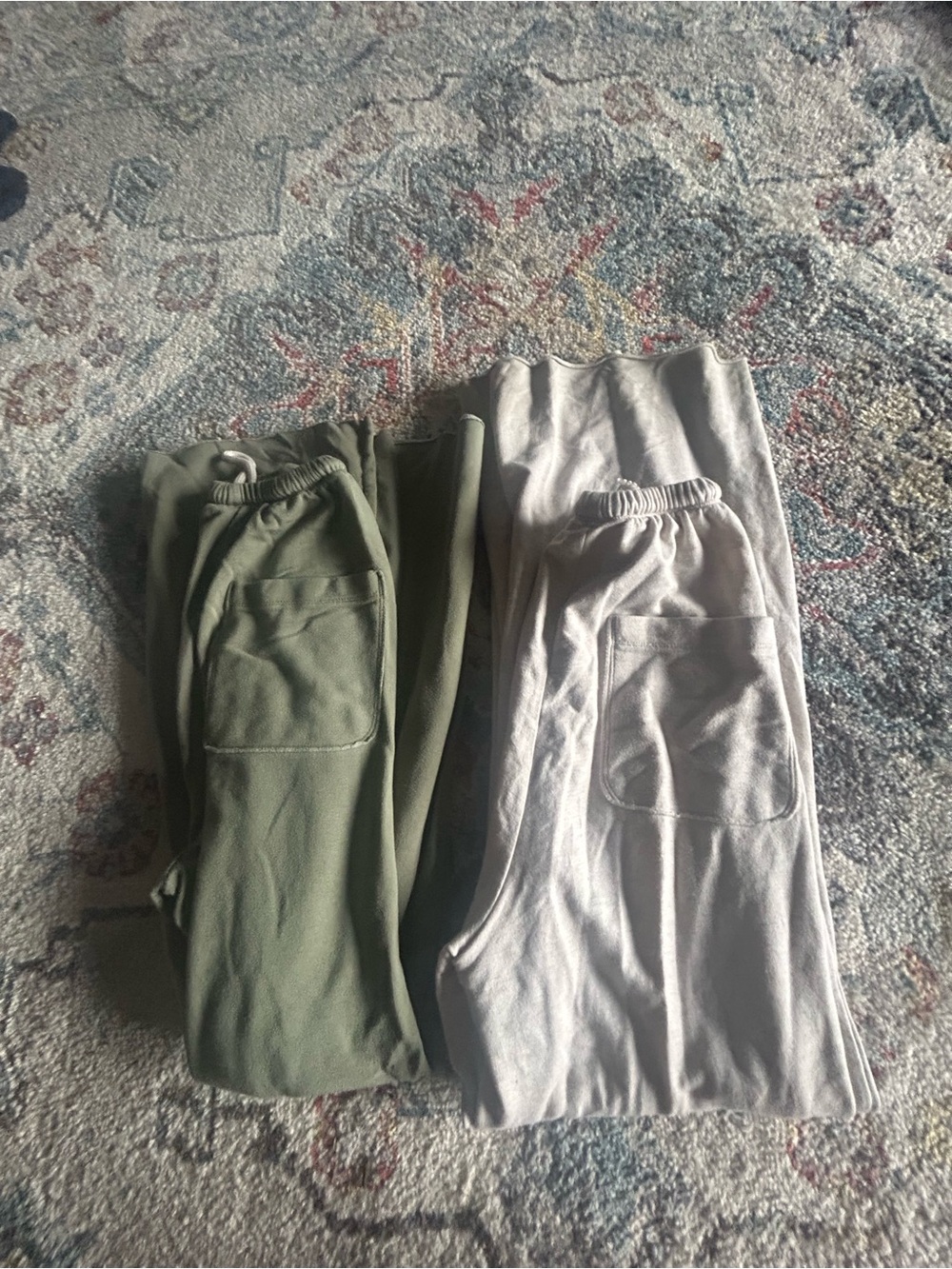 aerie Olive Green and Light Gray Lounge Pants Duo